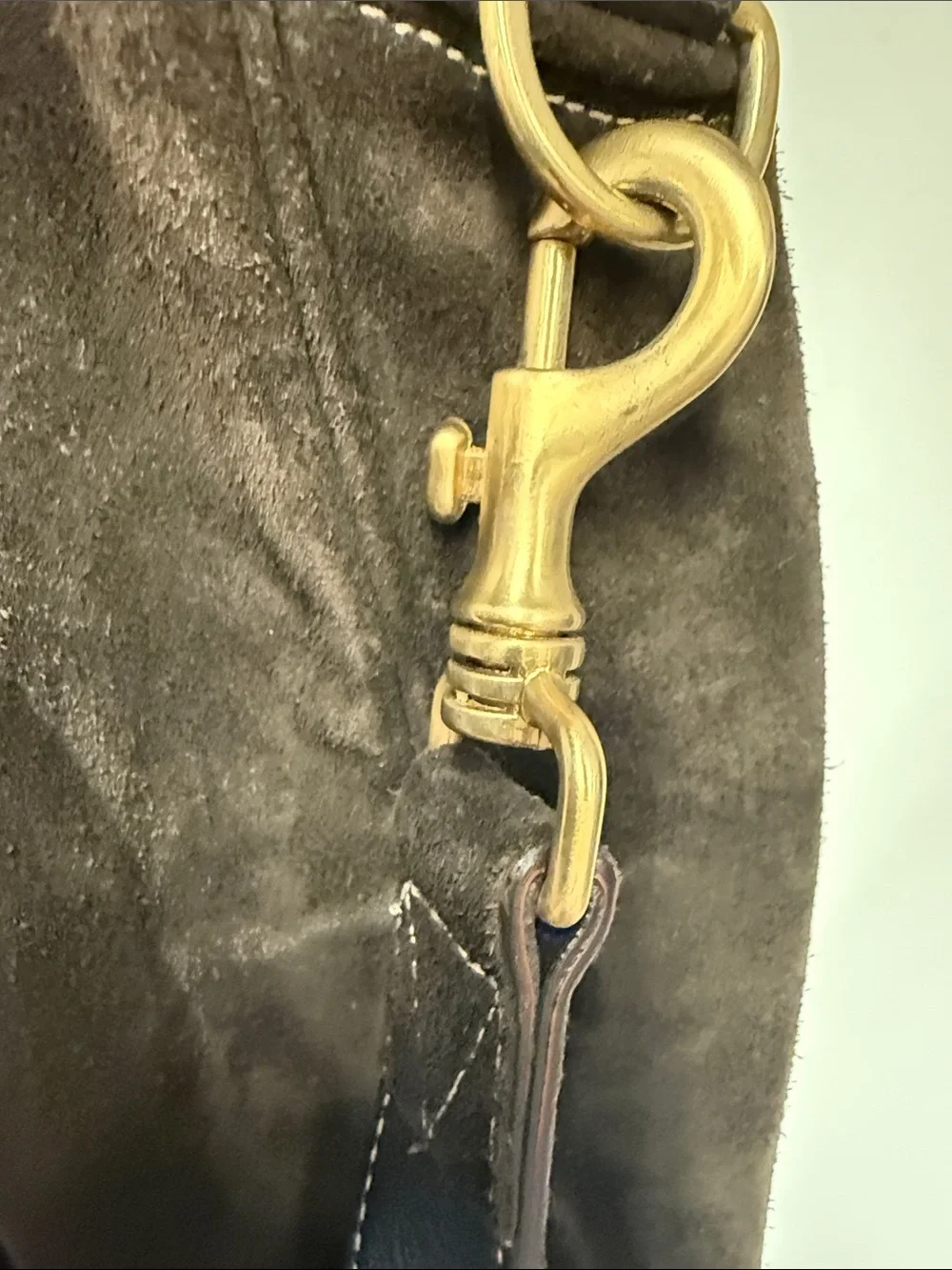 Bally Dark Brown Suede Messenger Bag with Gold Hardware
